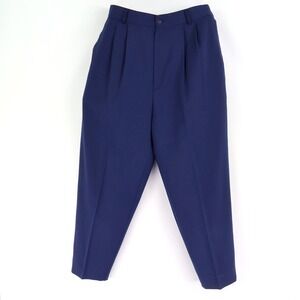 Bianca‎ Stretch Waist Dress Pants Womens 16 Dark Blue Pleated High Rise Pockets